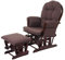 Mendler Relaxsessel HWC-C76, Schaukelstuhl Sessel Schwingstuhl mit Hocker - Stoff/Textil, braun, Gestell braun