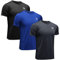 MEETWEE Sportshirt Herren, Laufshirt Kurzarm Mesh Funktionsshirt Atmungsaktiv Kurzarmshirt Sports Shirt Trainingsshirt für Männer, Schwarz+grau+blau, XL