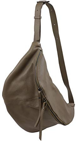 SH Leder echt Leder Damen Unisex Brusttasche für Festival Reise Gross Hüfttasche Crossbody Bag Frauen Ledertasche 49x28cm Daniela G768 (Dunkel Taupe)
