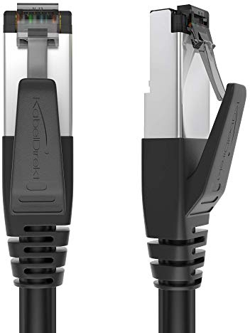 KabelDirekt – Cable Ethernet CAT8 – 2m – Cable de red con diseño a prueba de rotura y la velocidad de bits a la velocidad del rayo de 40Gbps (CAT8.1, ideal para Gaming/PS5/XBO/Switch, RJ45, negro)