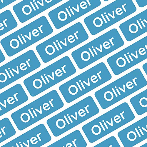 Klebekerlchen® | 175 Mini Namensaufkleber Kinder für Stifte und Schulsachen – Aufkleber zum Beschriften Schule & Kita – Namensschilder für Kleidung - Etiketten selbstklebend & wasserfest – Blau