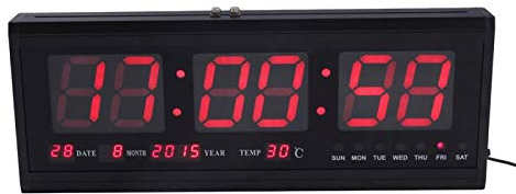 Multifunktionale LED-Wanduhr, Anzeigekalender und Temperatur, 12/24-Stunden-Modus, Temperatur-Wanduhr, digitale LED-Uhr