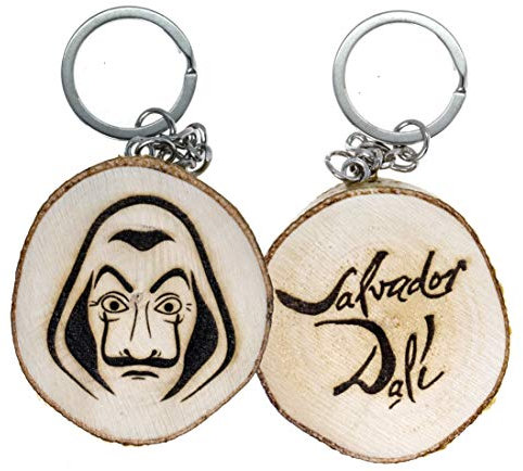 Generico Portachiavi in legno naturale con Salvador Dalí - Casa di Carta