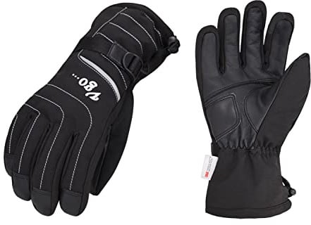 Vgo... 1 Paar Ziegenleder Ski- & Winterhandschuhe, 3M gefüttert, Unisex, -4℉ oder höher(GA2444FW)