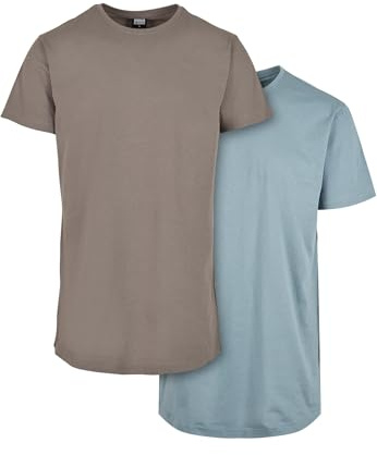 Urban Classics Herren T-Shirts Pre-Pack Shaped Long Tee 2-Pack Asphalt/Dustyblue S
