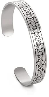 kkjoy Bracciale rigido vintage con croce celtica in acciaio inox, per uomini e donne