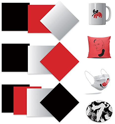 LUCKIGUCK Infusible Transfer Ink Sheets 12 Pièces/ensemble, Heat Press Feuilles D'encre De Papier Transfert 30,5 X 30,5 Cm, Pre-printed Sublimation Paper for Mug (MMONOCHROME)