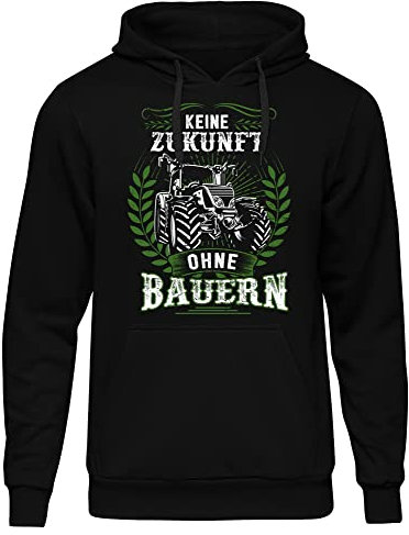Uglyshirt89 Keine Zukunft ohne Bauern Herren Kapuzenpullover | Bauer Pullover - Landwirt Hoodie Herren - Traktor - Geschenk - Spruch | Schwarz (XL)