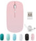 BlueBose Mouse wireless Bluetooth ricaricabile, 3 velocità di regolazione DPI, clic silenzioso, compatibile con qualsiasi computer portatile/iPad/Mac/PC, ricevitore wireless Nano USB (rosa)