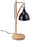 Relaxdays Tischlampe, hängender Metallschirm, Holz, E14, HBT 52 x 18 x 26 cm, Industrial Style, Nachttischlampe, schwarz