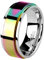 Taffstyle Band Ring Edelstahl mit Spinning Herrenring Damenring Partnerring Trauring Damen Herren Silber Rainbow Größe 54 (17.2) Breit 6mm