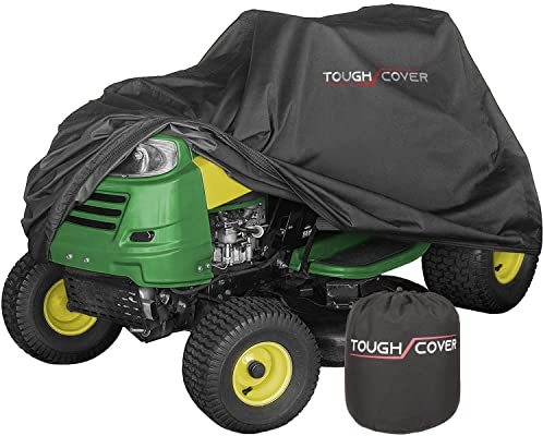 Tough Cover Aufsitzrasenmäher Abdeckung, Basic, 210D Marine Grade, Universal Fit Traktor, Heavy Duty, Abdeckungen gegen Wasser, UV, Staub, Schmutz, Wind für Outdoor Garten Lagerung (Schwarz)