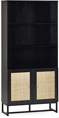 Julian Bowen Bookcase, Black, One Size | Industrial Wooden Bookshelf, Open Storage Shelves, Ideal for Living Room & Home Office