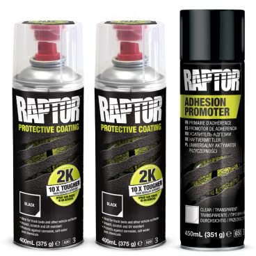 U-POL RAPTOR Aerosol 2K (nero) Rivestimento protettivo – Kit in plastica