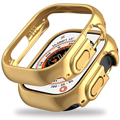 Miimall Funda Compatible con Apple Watch Ultra 49mm, Caso de Duro PC Bumper [Sin Protector de Pantalla], Anti-Arañazos Ultra Delgada Carcasa Protectora para iWatch Ultra 49mm, Oro