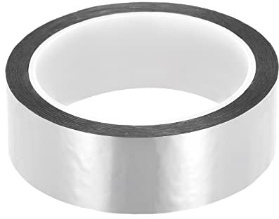 Rebower Métallisé Polyester Film Ruban Décoratif Ruban Adhésif Miroir Ruban, [pour Moulage Garniture DIY Graphique Art Fournitures] - 1.18 pouce x 55 Yards/Argent Ton /1 pcs