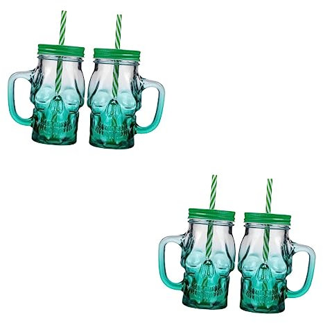UPKOCH Glas 4 Stück Halloween Farbverlauf Totenkopf Farbige becher Farbige Weingläser Totenkopf Becher Halloween Trinkschädel Getränkebecher Mit Henkel Party