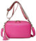 FANDARE Sac à bandoulière pour Femme en Cuir PU Sac Besace Sac Porté épaule Sacs à bandoulière avec Deux Bandoulières Sac d'épaule pour Voyage Cyclisme Sling Crossbody Bag Sac de Messenger Rose Rouge