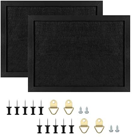Okydoky Pinnwand aus Kork mit Filz, Holzrahmen, Pinnwand für Wände mit Pins, Ösenschrauben, Dichtungen, Schrauben, Pinnwand für Büro, Schule und Zuhause (schwarz, 90 x 120 cm, 2 Stück)
