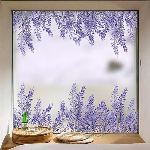Fensterfolie Lila Lavendel Sichtschutzfolie Fenster Klebstofffrei Fensterfolie Blickdicht Milchglasfolie Selbstklebend Fenster Fensterfolie Selbsthaftend Folie Fenster Sichtschutz 58x60cm/2 Pcs