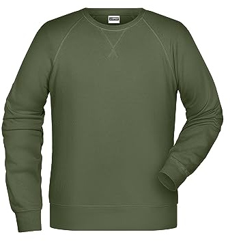 James & Nicholson Herren Raglan Sweatshirt - Sweatshirt im Raglanschnitt aus Bio-Baumwolle | Farbe: olive | Grösse: M