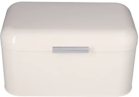 Obetuens Cream Color Bread Box, Capacity Anti Fingerprint Vintage Tin Bread Box, Can Block Dust, Prevent Odor Easy maintain