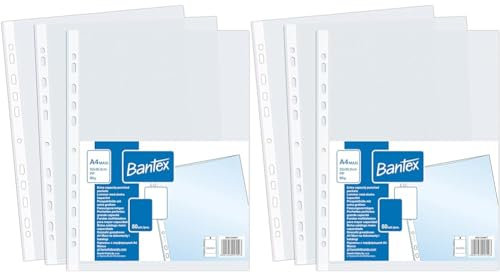 Prospekthüllen/Abhefthülle für Kataloge A4+ MAXI Bantex, matt und genarbt, aus Polypropylen-Folie 90 µ (extra stark 0,09mm), 50 Stück (Packung mit 2)