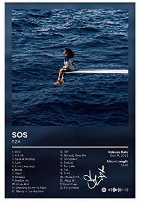 BSapp SZA Sos Album Cover SZA Poster Leinwand Poster Schlafzimmer Dekor Sport Landschaft Büro Zimmer Dekor Geschenk 30 x 45 cm