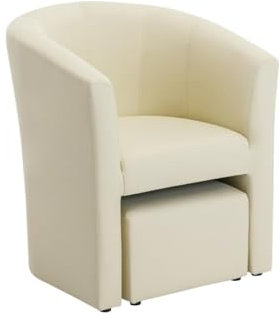 Vente-unique-Lounge-Sessel & Hocker - Kunstleder - Beige - Jovana