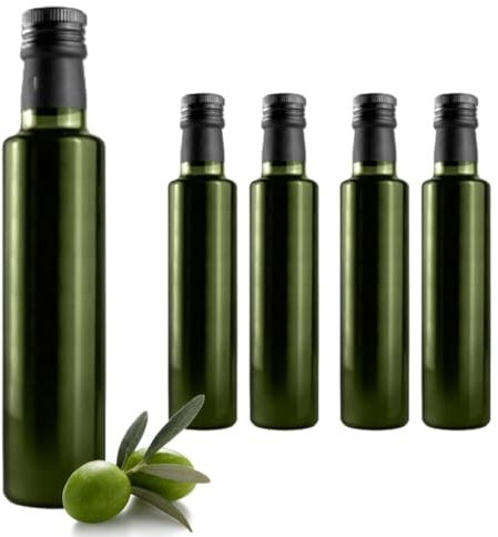 12 Bottiglie Per Olio E Liquore 250 ml - Marasca rotonde o quadre Vuote In Vetro Scuro Uvag con Dosatore Olio Salvagoccia e Tappo Ermetico GUALA - Made In Italy - Uso professionale e domestico