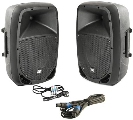 MUSIC STORE Go 10A/P Twin Set, Aktiver Passiver Lautsprecher, 80W RMS, 300W Peak, 10 Tieftöner, 1 Hochtöner, EQ, Bluetooth, 35mm Flansch, 7.8kg, Ideal für Live-Auftritte