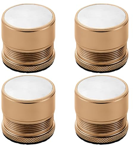 KMERCE Lot de 4 Rehausseur de Meubles Réglable Métal, Rehausseur Pieds de Lit, Pieds de meubles pour Chaise, Table, Canapé, Caisson, Armoire de salle de bain, Doré, hauteur de 2.7cm-4cm, diamètre 40mm