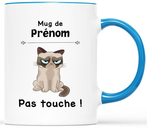 CADEAU PLUS Mug Personnalisé Prénom - Pas Touche - Drôle, Humour, Humoristique - Pour Homme, Femme