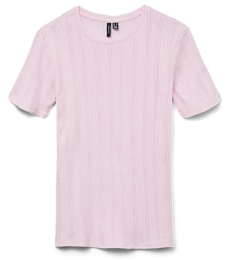 VERO MODA Damen Vmlisa Pointelle Ss Top JRS Noos, Pink-A-Boo, Large