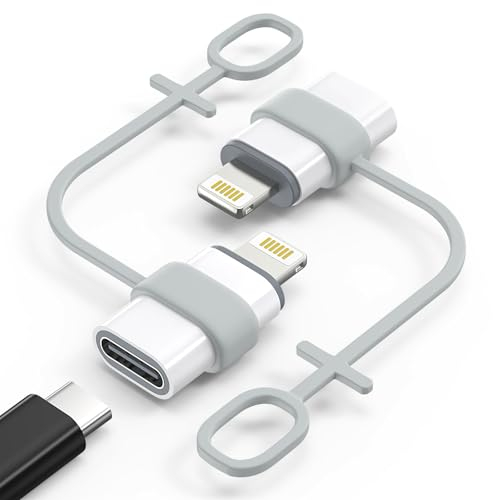 MoKo Adaptador USB C a Lightning, No para Audio/OTG, Adaptador Lightning Macho a USB C Hembra para iPhone Serie 14/13/12/11/X, Soporta Carga y Sincronización de Datos, con Lazo Anti-Pérdida, Blanco