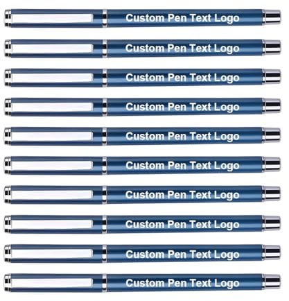 HEYZARDA Personalisierter Stift Gel Kugelschreiber mit Gravur mit Namen Logo 50 Stück Marineblau