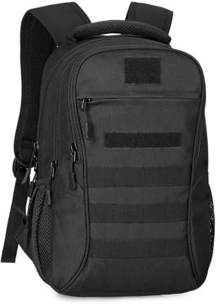HUNTVP Militär Rucksack 15L Bundeswehr Rucksack Herren Taktischer Rucksack Molle Schulrucksack Wasserdicht School Bag Motorrad Rucksack Schultaschen für Sport Radfahren Wandern,Typ-1 Schwarz