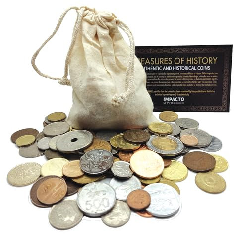 IMPACTO COLECCIONABLES | Colección de Monedas del Mundo Auténticas (Pound) – Piezas de Colección de 3 Siglos y 5 Continentes – Inspeccionadas por Expertos