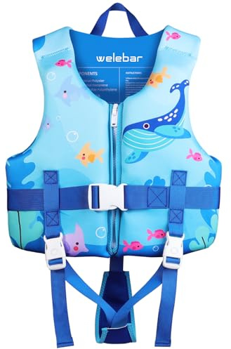 Welebar Kids Swim Vest, Toddler Floaties with Adjustable Safety Strap Swimming Aids Child Float Swimsuit for Boys and Girls Age 2-10 Years Old/22-88lbs