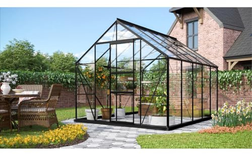 Vitavia Gewächshaus Merkur 8300, schwarz, 8,3 m², 3 mm ESG | Wetterfestes & stabiles Treibhaus | Perfekt für Gemüse & Pflanzen | Robust & langlebig
