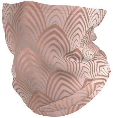 YOFIEN Cache-cou en polaire coupe-vent pour homme et femme, motif coquillages, écailles, rose, gris cuivré, art déco, hiver