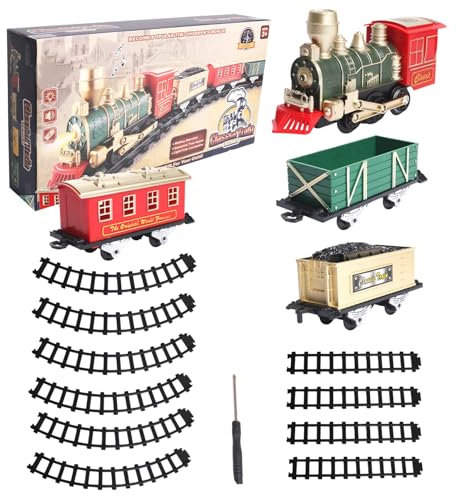 Juego de trenes de Navidad - Railway para juguetes eléctricos a pilas. Viene con luces de colores y sonidos de tintineo. Un divertido para las vacaciones para niños de 3 a 7 años