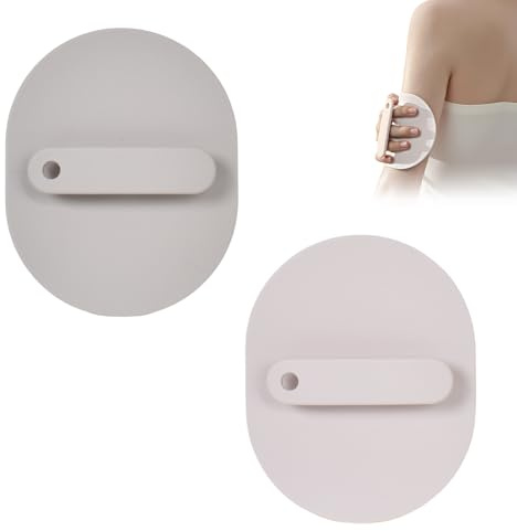 Zimoer Lot de 2 Gants Exfoliants Douche en Silicone, Éponge Gommage Corps Exfoliant Rond pour Homme et Femme, Élimine les Peaux Mortes, Massage Corporel et Nettoyage en Profondeur (Rose + Gris)