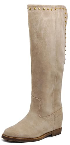 IF Fashion Scarpe Stivali da al Polpaccio Biker Motociclista Equitazione Donna con Borchie Zeppa Interna LY81-4 MP726-1