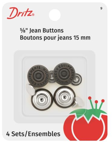 Dritz 9 No-Sew Dungaree Buttons, Copper, 5/8-Inch 4-Count
