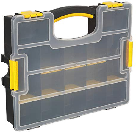 Sealey APAS15A Parts Storage Case with Removable Compartments, Stackable, 370mm x 280mm x 67mm, Black