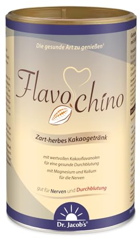 Dr. Jacob‘s Flavochino 450 g Dose I zart-herbes Kakaogetränk I mit Kakaoflavanolen für eine gesunde Durchblutung¹ I mit Mineralstoffen für Nerven² und Blutdruck³ I ohne Zuckerzusatz