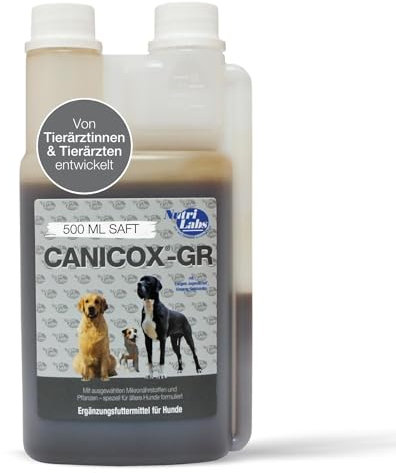 NutriLabs Canicox®-GR Nahrungsergänzung für Senioren-Hunde 500 ml - Nahrungsergänzung für Senioren-Hunde mit MSM, Chondroitin, Glucosamin, Ginseng u.v.m. - Gesundheitsprodukte für Hunde