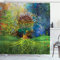 ABAKUHAUS Duschvorhang, Baum des Lebens mit Gewundener Niederlassung Balance in der Mutter Erde Zen Kunst Illustration, Stoffliches Gewebe Badezimmerdekorationsset mit Haken, 175 X 200 cm,Grün blau