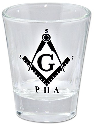 Prince Hall Freimaurer-Schnapsglas mit Kompass
